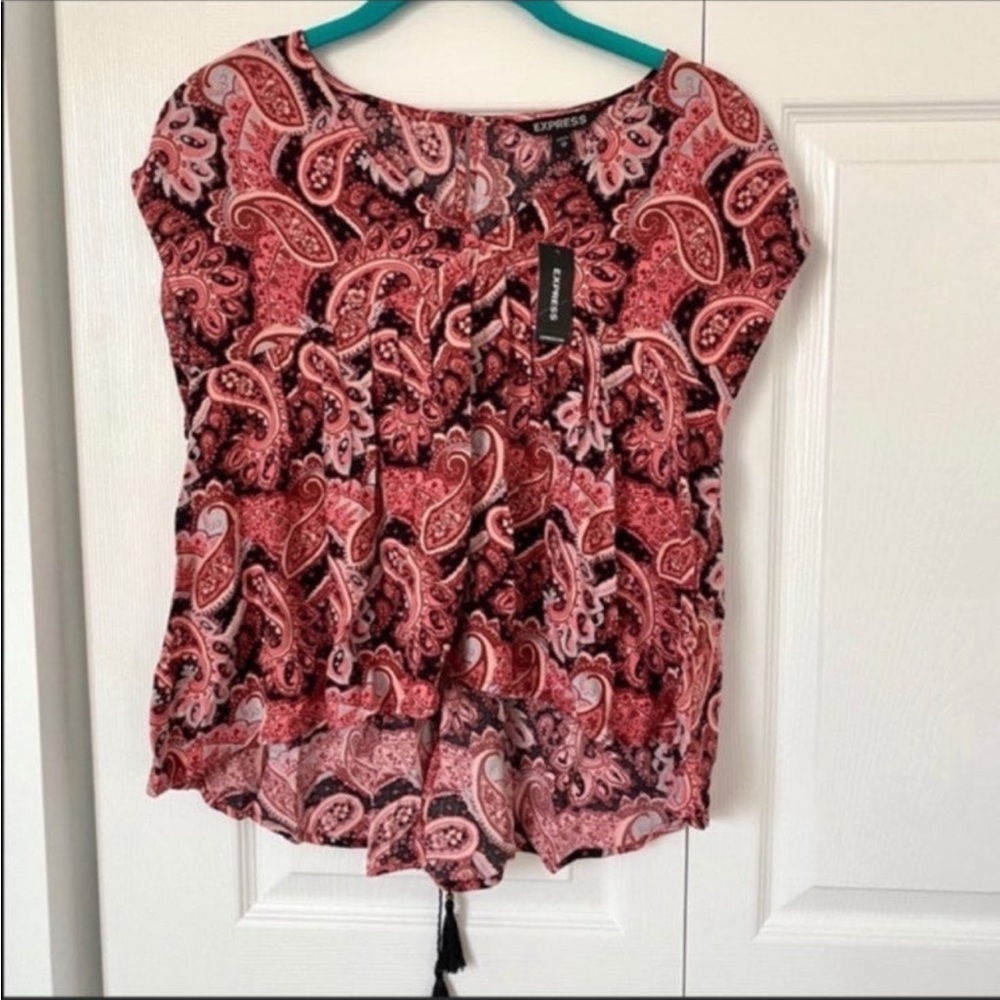 Express v-neck tassel blouse XS